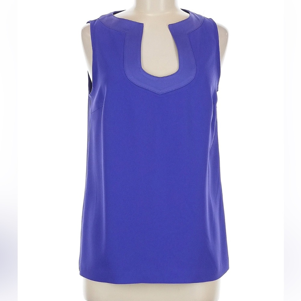 Trina Turk Top Women's Large Purple Kayson Sleeveless Keyhole Neck Quiet Luxury
